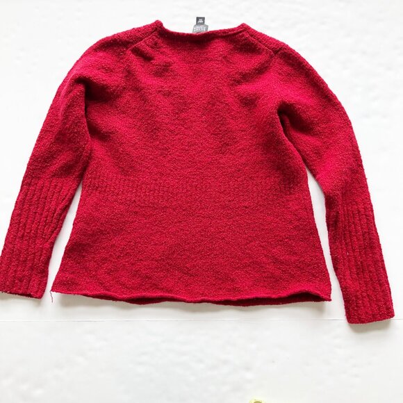 EILEEN FISHER Wool Red V Neck Pullover Sweater Womens Small Petite - Picture 4 of 10